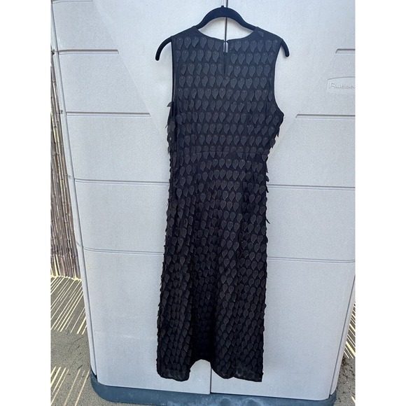 Anthropologie Foxiedox black peacock 3D Appliqués Illusion Sheer Neck dress Sz M - Picture 12 of 16